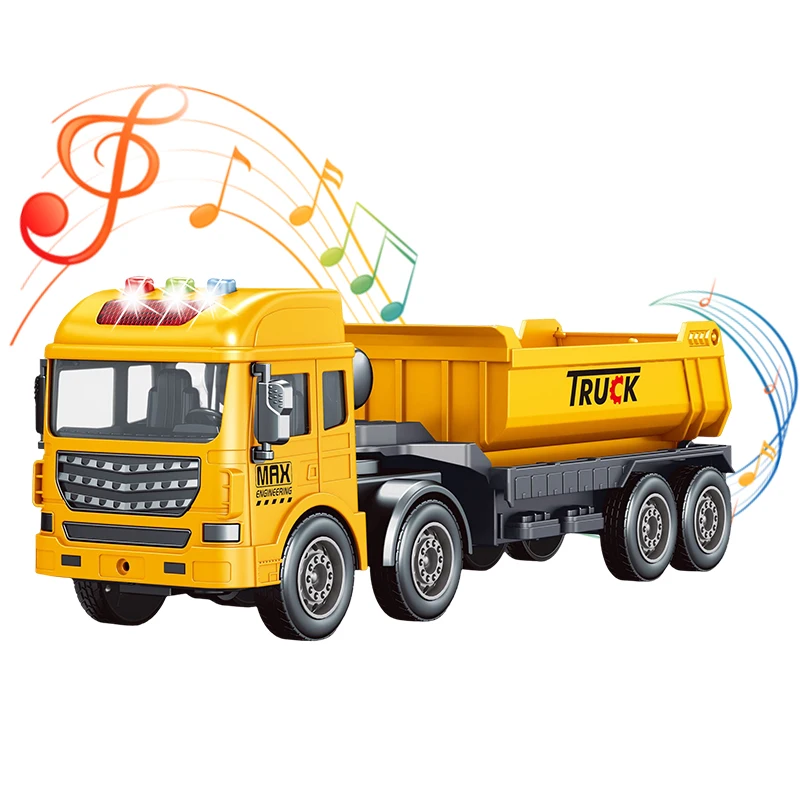 Child Electric City Construction Engineering Vehicle Music Light Story Plastic Friction Simulated Urban Dump Truck Toy for Kids