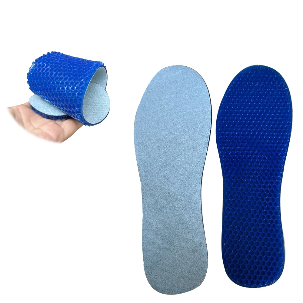 TPE Gel Soft Sports Insoles Honey Comb Shock Absorption Foot Pain Relief Gel Silicone Leather Shoe Sports Shoe Insoles For Men