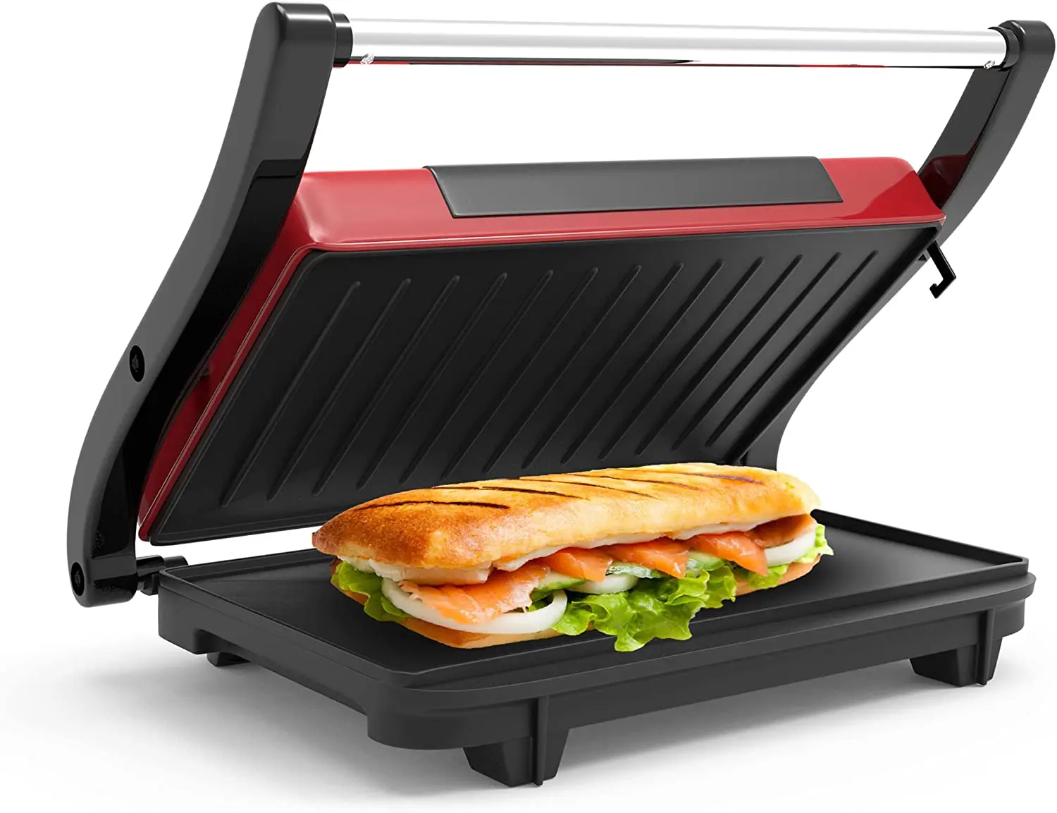 Panini Press  Sandwich Maker with Nonstick Plates  Indoor Countertop Cooking Burgers, Steak, Grilled Cheese