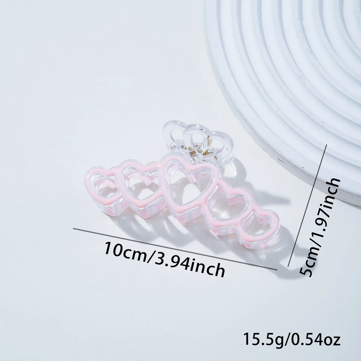 10cm Heart Crown Hair Claw - Enamel Painted Heart Shape Hair Clip for Elegant and Stylish Hair Accessories