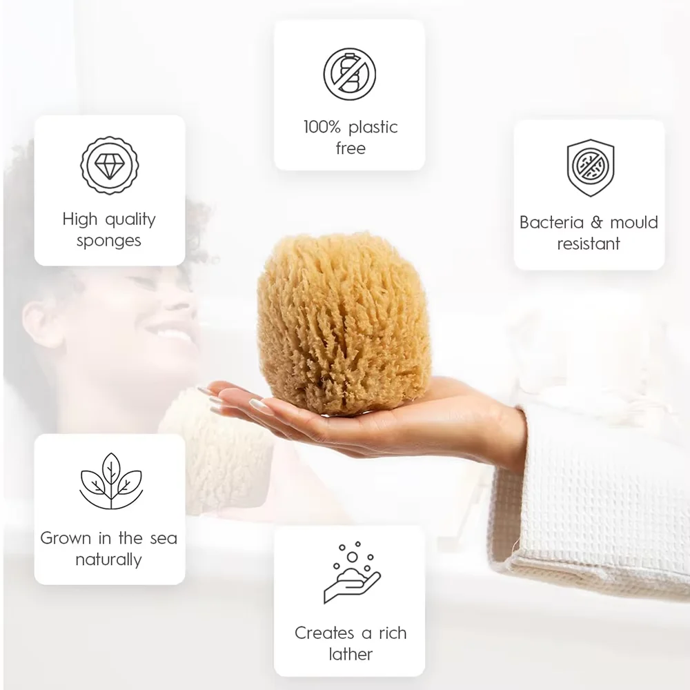 Customized Packing Soft Grass Wool Sea Moss Sponge 100% Biodegradable Baby Bath Sponge Natural Yellow Sea Sponge