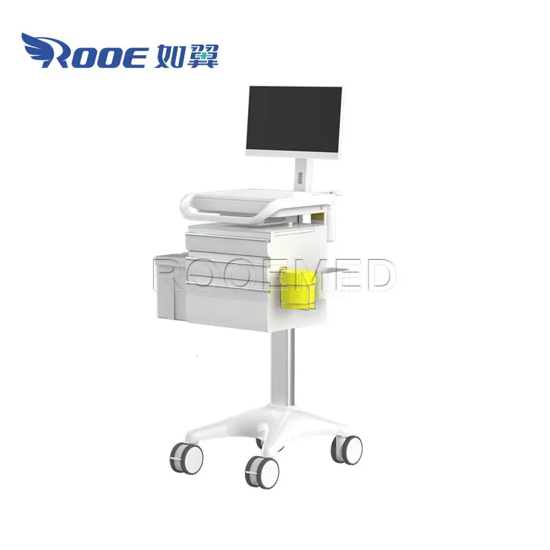 Newest Medical Furniture BWT-007 Mobile Hospital Computer Workstation Trolley for Sickroom Rounds