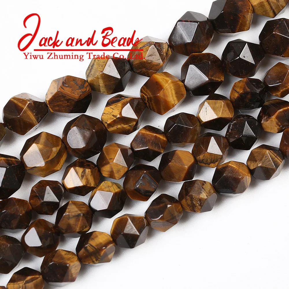 Natural Stone Faceted Yellow Tiger Eye Stone Beads For Jewelry Making DIY Bracelet