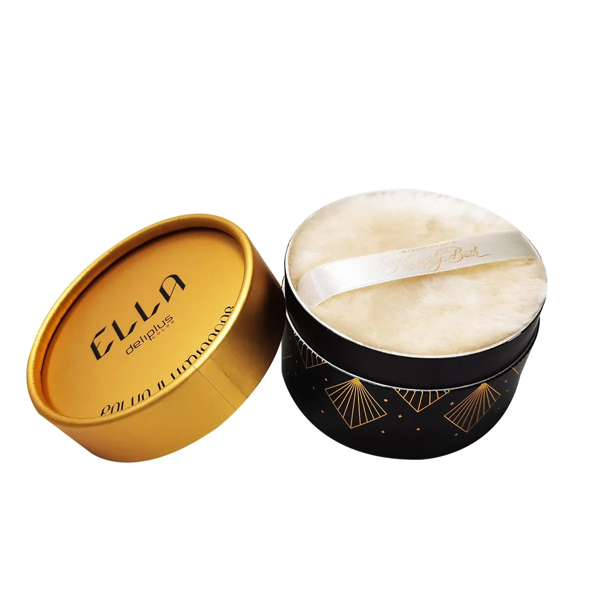 Eco Friendly Cardboard Cosmetic Powder Puff Sifter Paper Round Gift Tube Box For Makeup