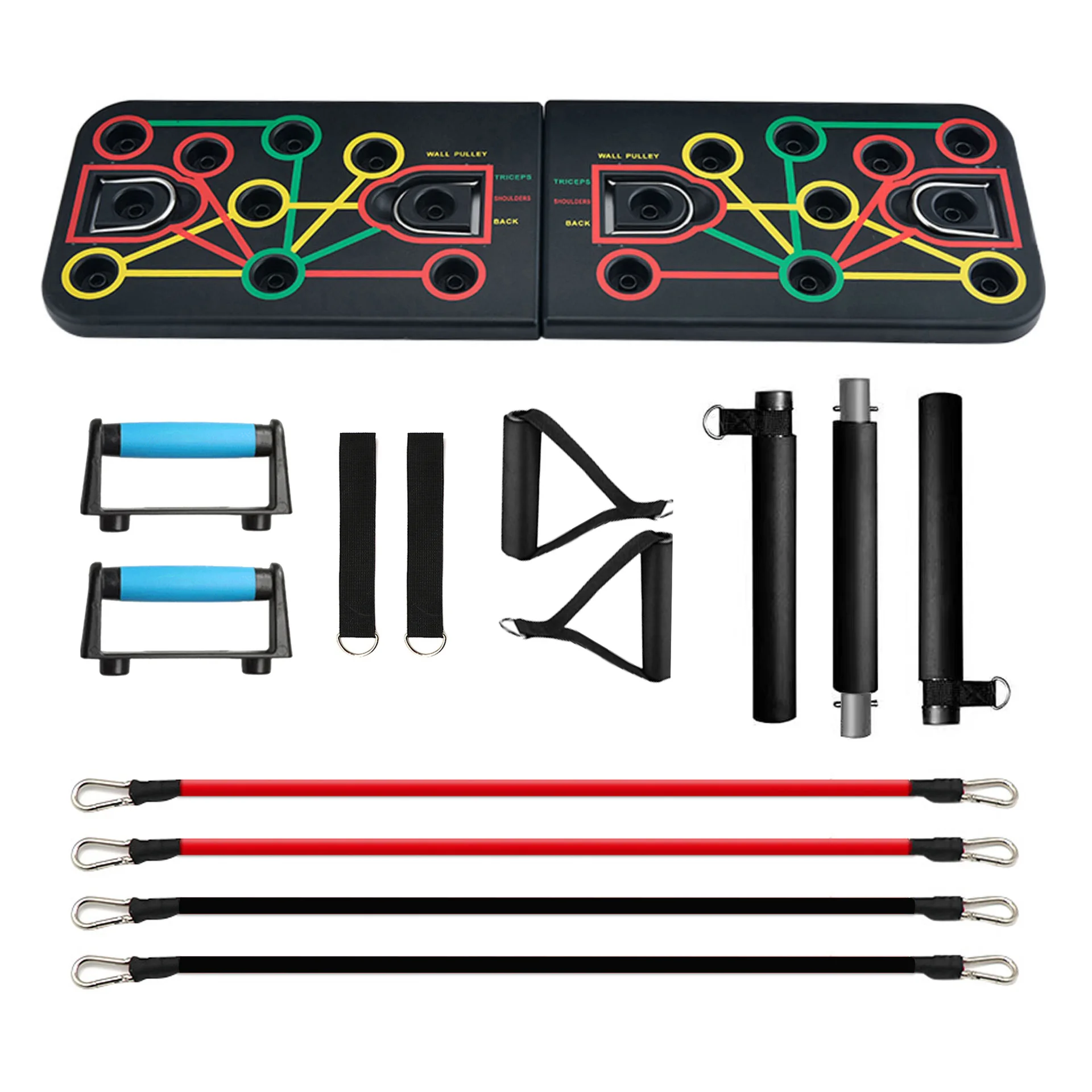 CHENGMO SPORTS 2024 factory price home gym multi station equipment foldable push up board with resistance bands and Pilates bar