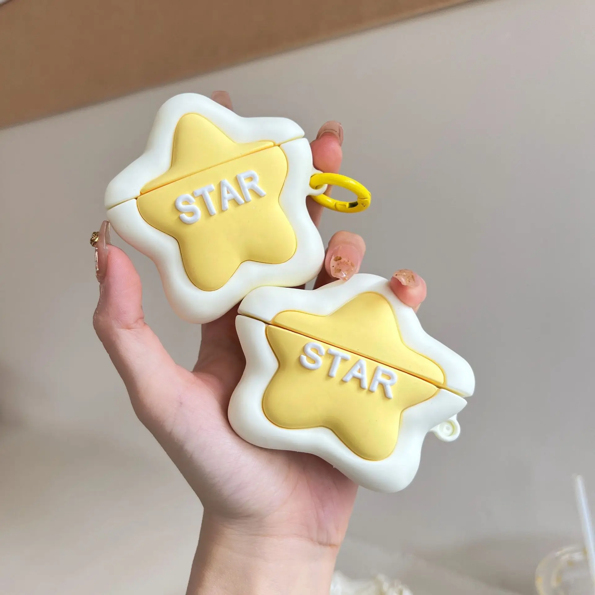 3D Cute Star Design Silicone Earphone Case for AirPods Pro2/AirPods 1 2 3 Protective Cover Shockproof