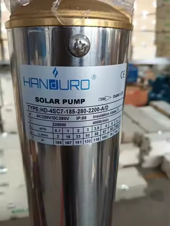 3HP 185 Meters Head Solar Water Pump AC+DC 7m3/h High Flow Submersible Water Pumps Deep Well System For Agriculture Irrigation