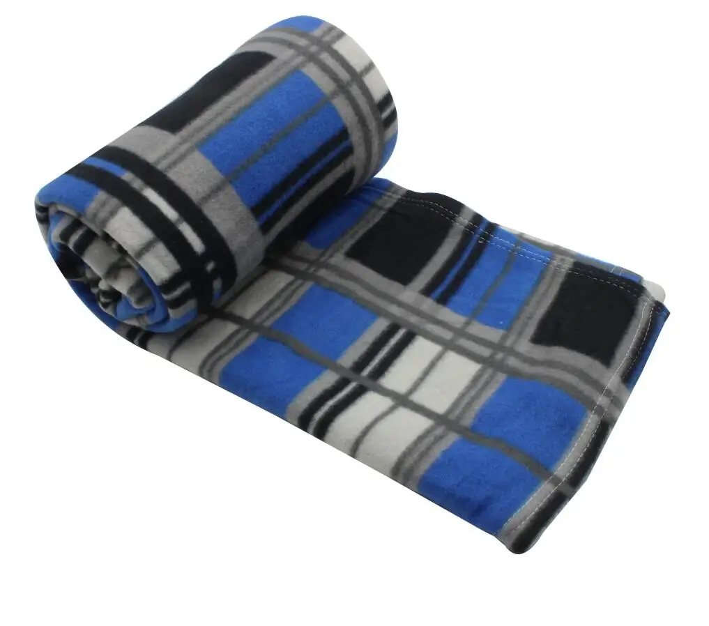 cheap fleece checked plaid printed fleece blanket