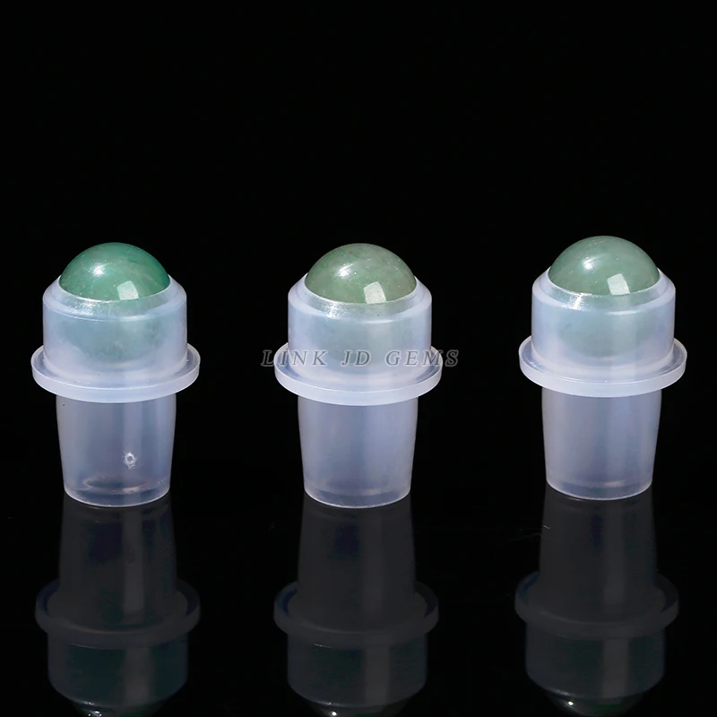 JD 5ml 10ml Thick Glass Roll On Essential Oil Bottle Accessories Natural Rock Quartz Amethyst Round Bead Roller Ball