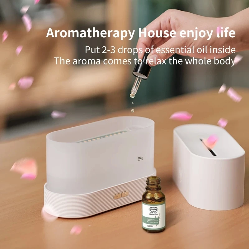 Dropshipping Ultrasonic Air Humidifier Purifier Usb Flame Aroma Diffuser Use Home Fire Light Flame Humidifier