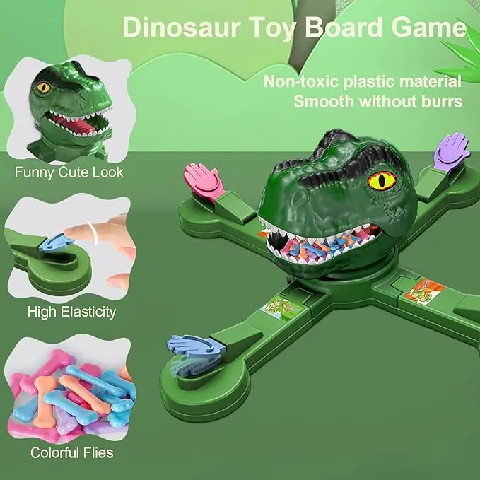 Electric Dinosaur Eating Bones Board Game Toy Preschool Education Challenge Game Dino Toys Funny Parent-Child Interactive Toys