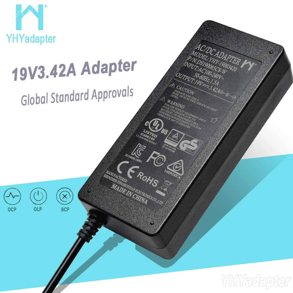  Ac/dc 19vdc 3.4a кабель питания зарядное устройство штекер универсальный 5 5*2 Настольный Ul Pse Ce 19v 3.42a 65w адаптер переменного