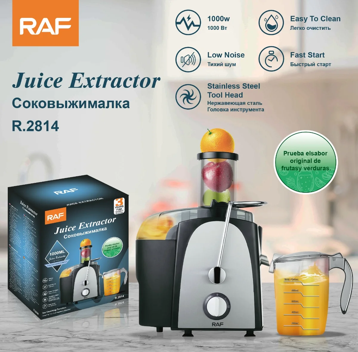 Extractor Press Centrifugal Juicing Machine for Whole Fruit Vegetables Anti-drip and Detachable Stainless Steel Citrus Juicer