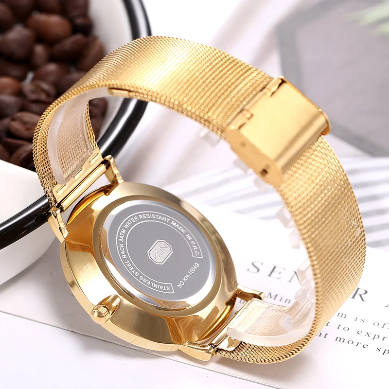 OB Jewelry Fashion Life Waterproof Mesh Belt Watch Black/Blue/Gold Color Metal Watch For Men or Women