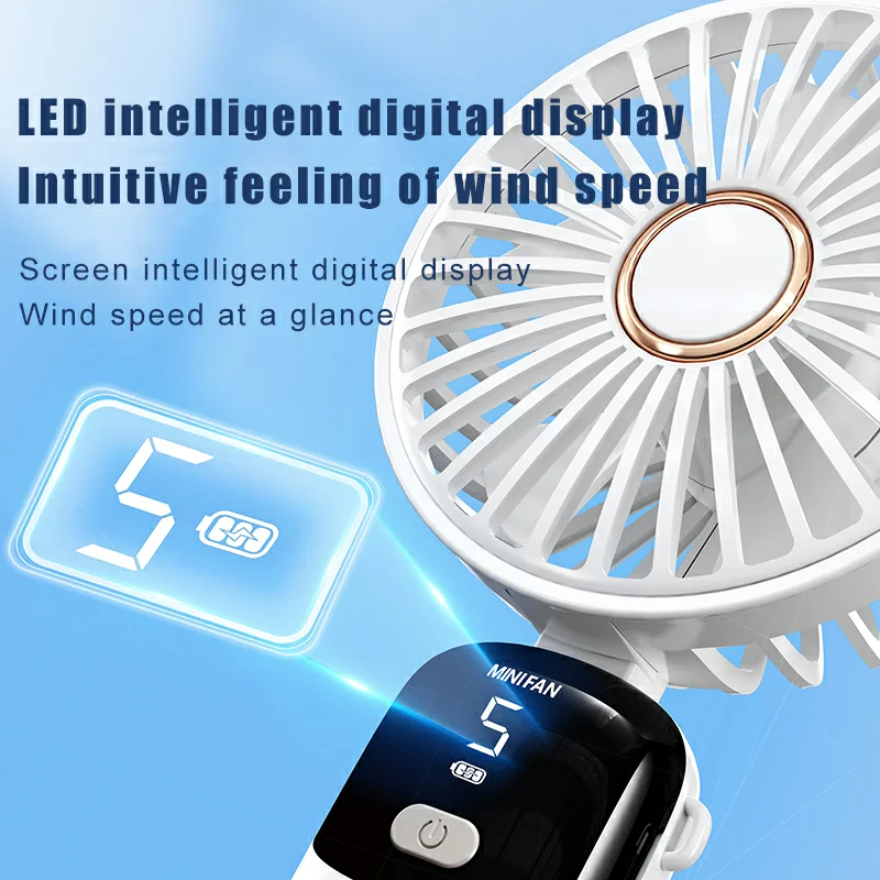 Factory Wholesale 5 Speed Levels portable fan cooler  Foldable handheld mini fan 1200mAh USB charging fan