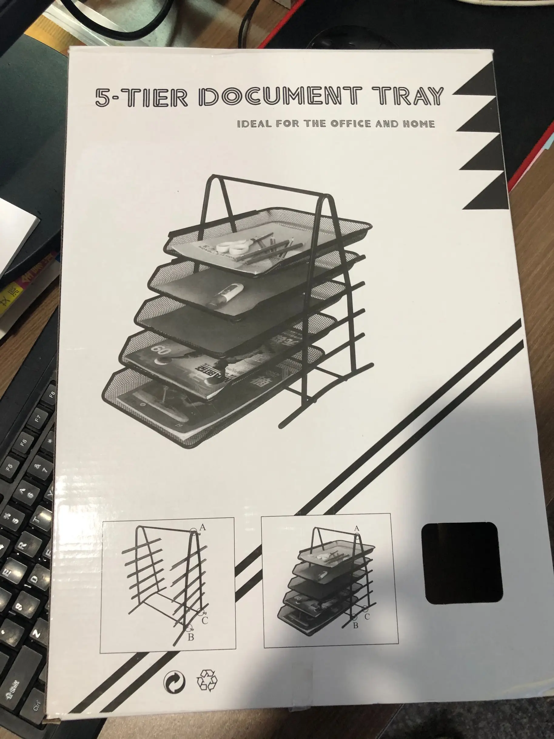 Desktop Office Stationery Item Black Detachable Metal Mesh Letter 5 Tiers Document Tray