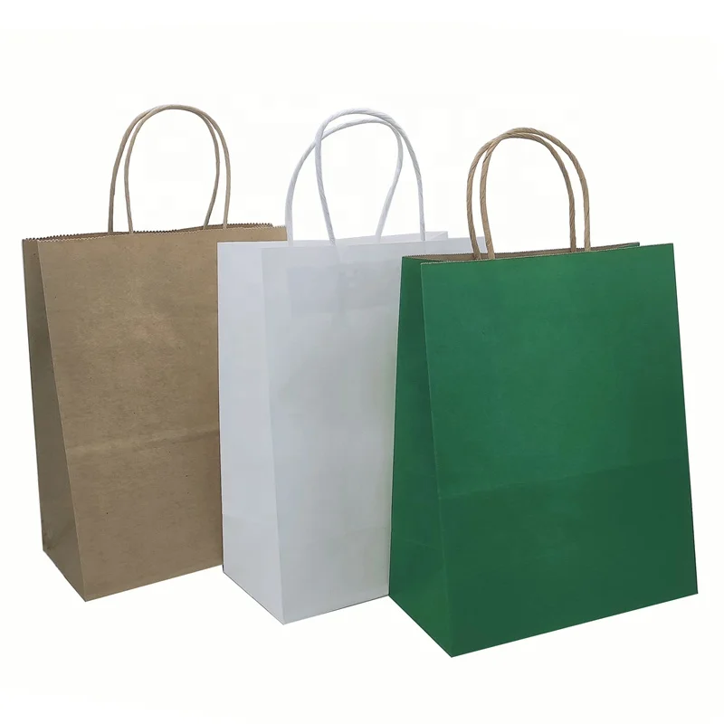 Custom recycled food takeaway grocery flat shopping take out packaging brown kraft paper bag