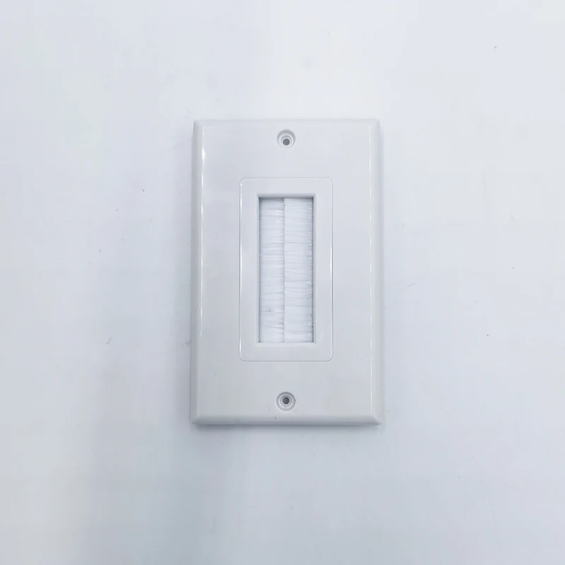 1-Gang Wall Plate Brush Style Opening Pass through Low Voltage Cable Plate in-Wall Installation for Speaker Wires