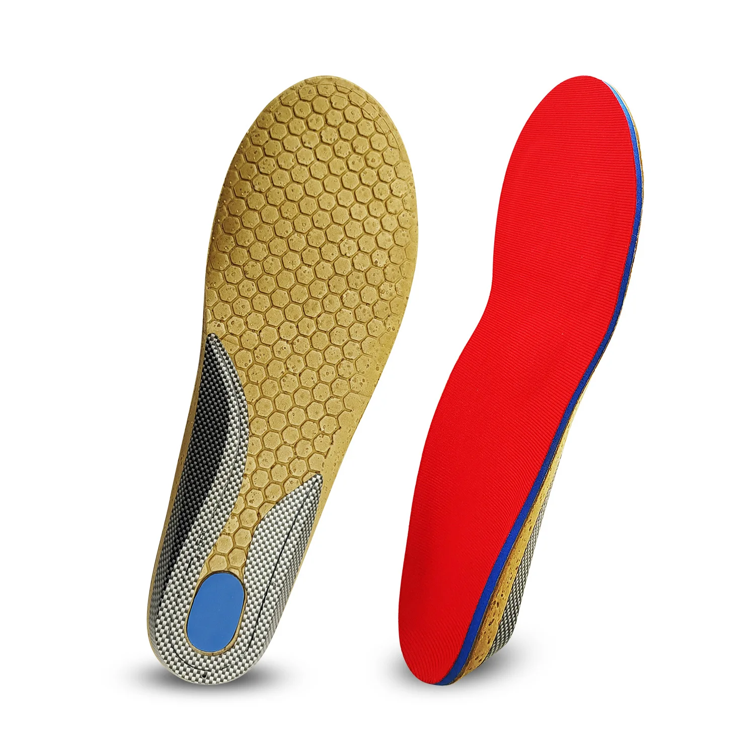 Arch Support Flat Foot Orthopedic Sneaker Inserts Insole Carbon Fiber Gel Poron Orthotic Sports Shoes Cork Insoles