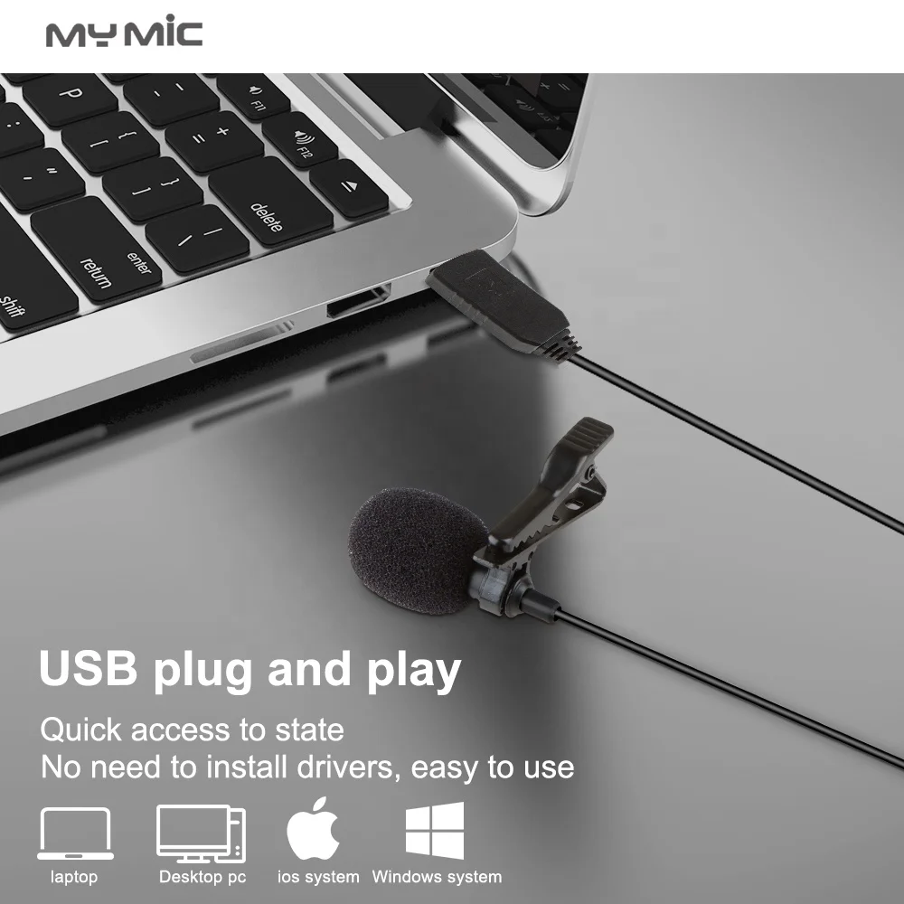 New arrival LJU02 condenser recording lapel lavalier clip mic mini usb microphone for computer laptop