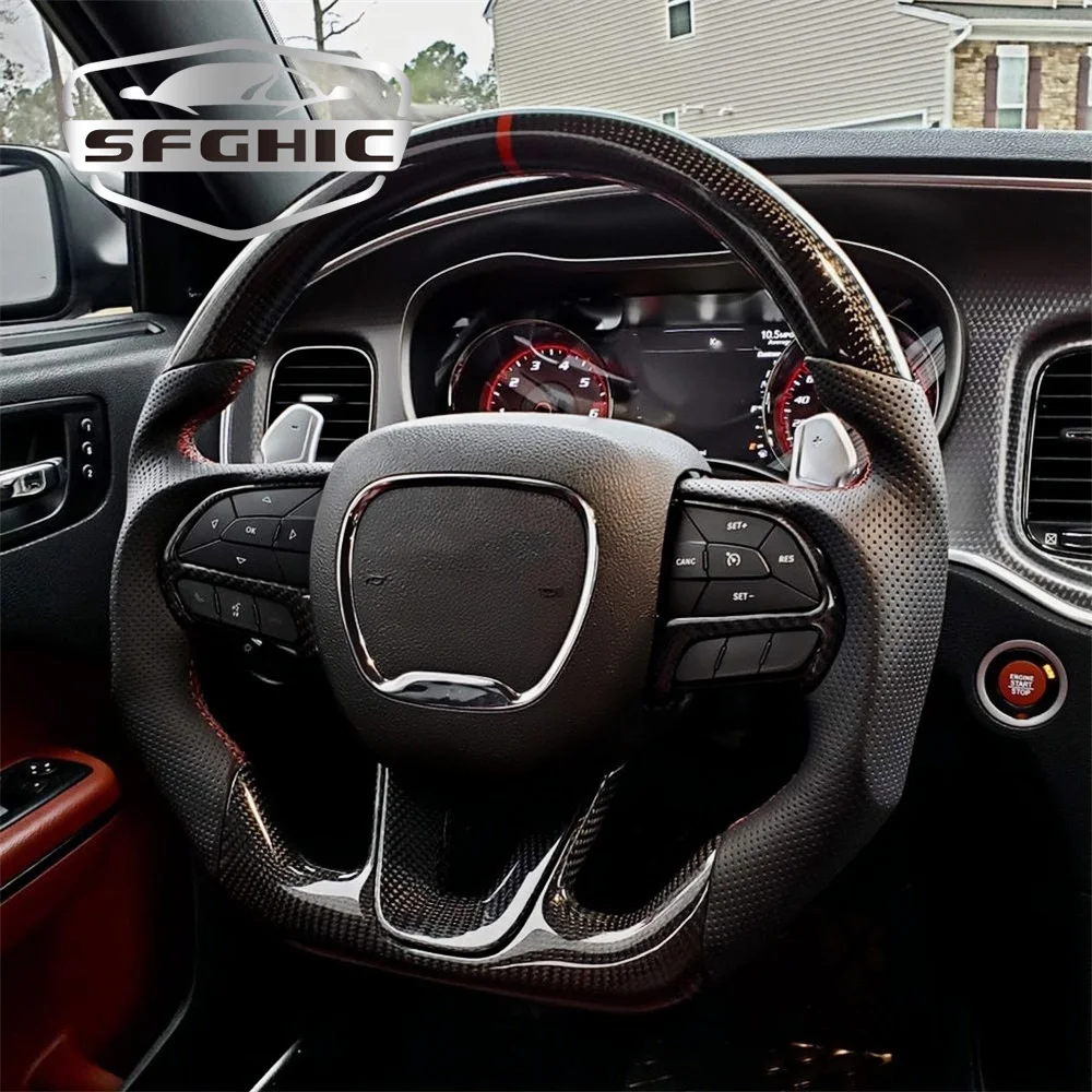 Carbon Fiber Steering Wheel For Dodge Charger Challenger Chargersrt Challenger SRT 2015 Customized Car Steering Wheel