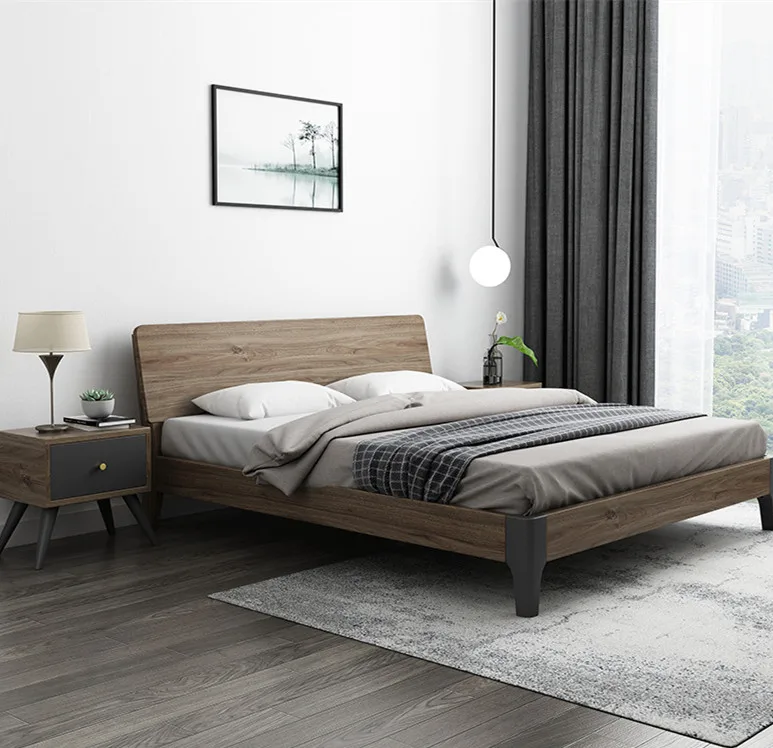 wood platform upholstered wood and fabric bed models mattress bed modern design luxury bed