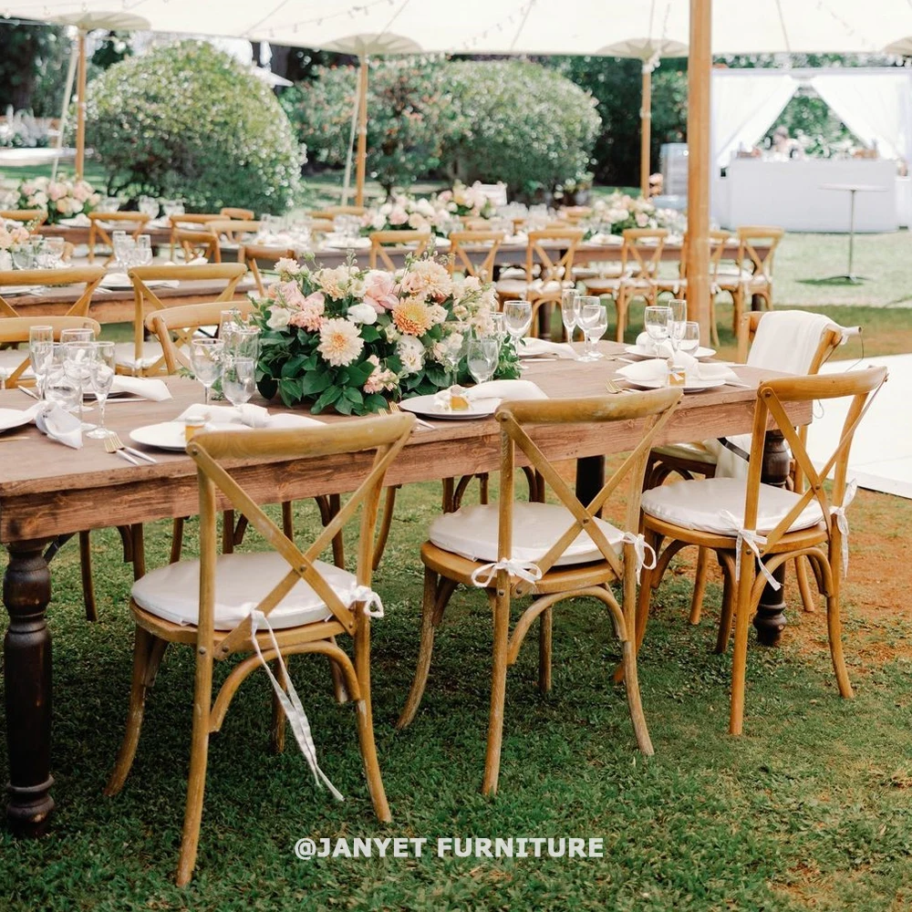 Wholesale Rustic Wedding Event Oak Stackable Crossback Wood Chairs
