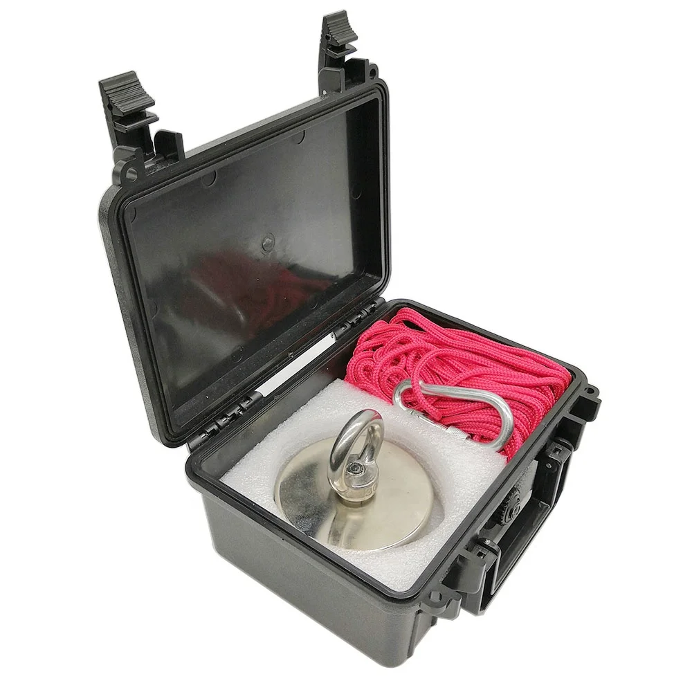 Magnet Fishing Kits 500LBS Pull Force Neodymium Magnet Rope River with ABS Waterproofing Tool Case