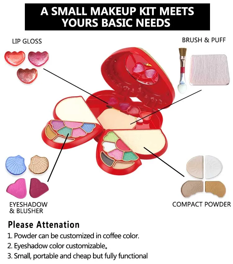 Fashionable Cheap Love Shape Storage Box Basic Cosmetics Makeup Kit