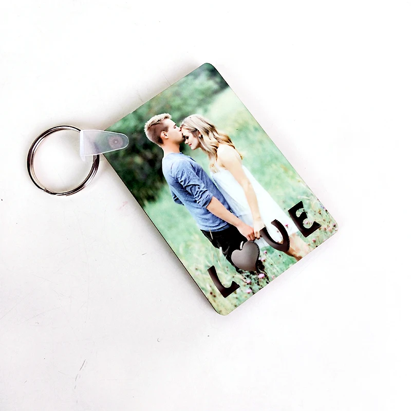 LOVE MOM Daddy Sublimation MDF Keychain Blank Double Sided Key Ring Wood Custom Engrave Holders