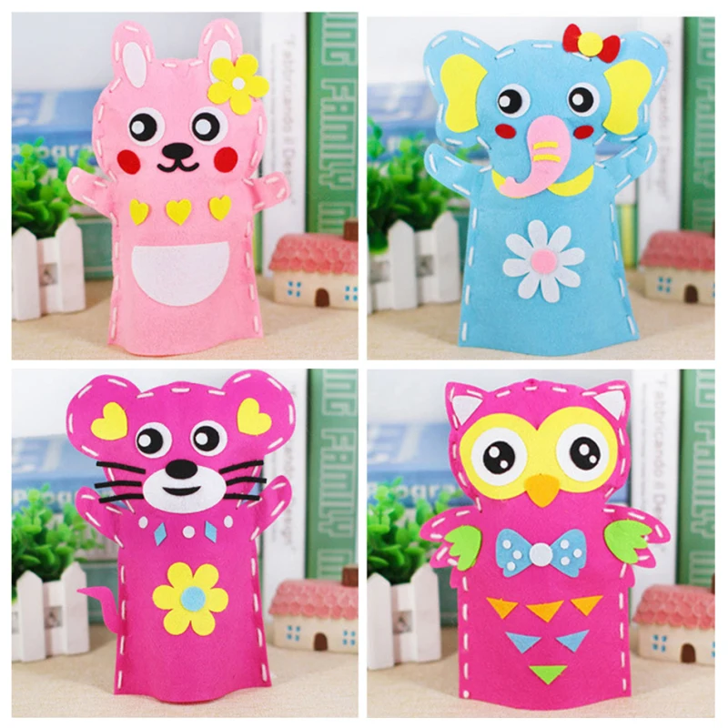 New arrival preschool educational Felt Toys diy felt kids sewing craft kits Animal for Puppet Theater Story Telling