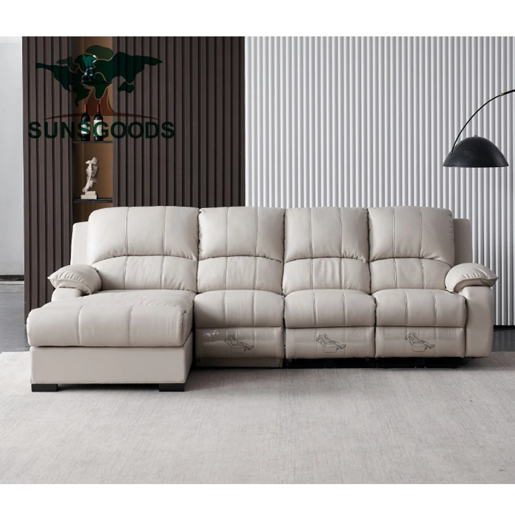 Sunsgoods electric power reclining chaise bed massage L shape corner sofa recliner,recliner sofa set,leather recliner sofa