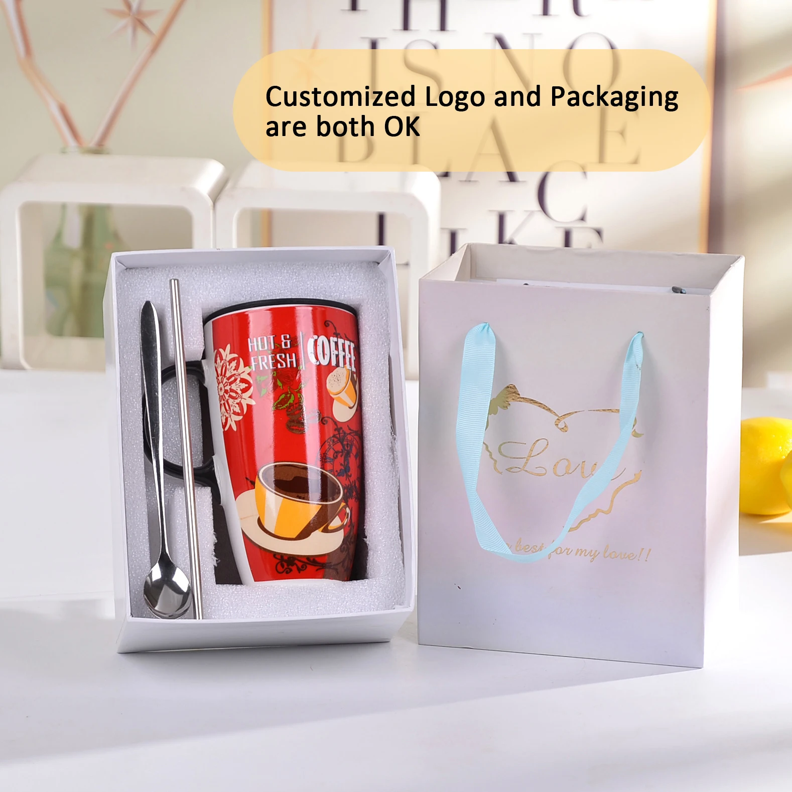 Wholesale ODM Tall Ceramic Travel Mug 18 oz Large Ceramic Coffee Mug with Spill Proof Lid custom Big Latte Tea Cup for Christmas