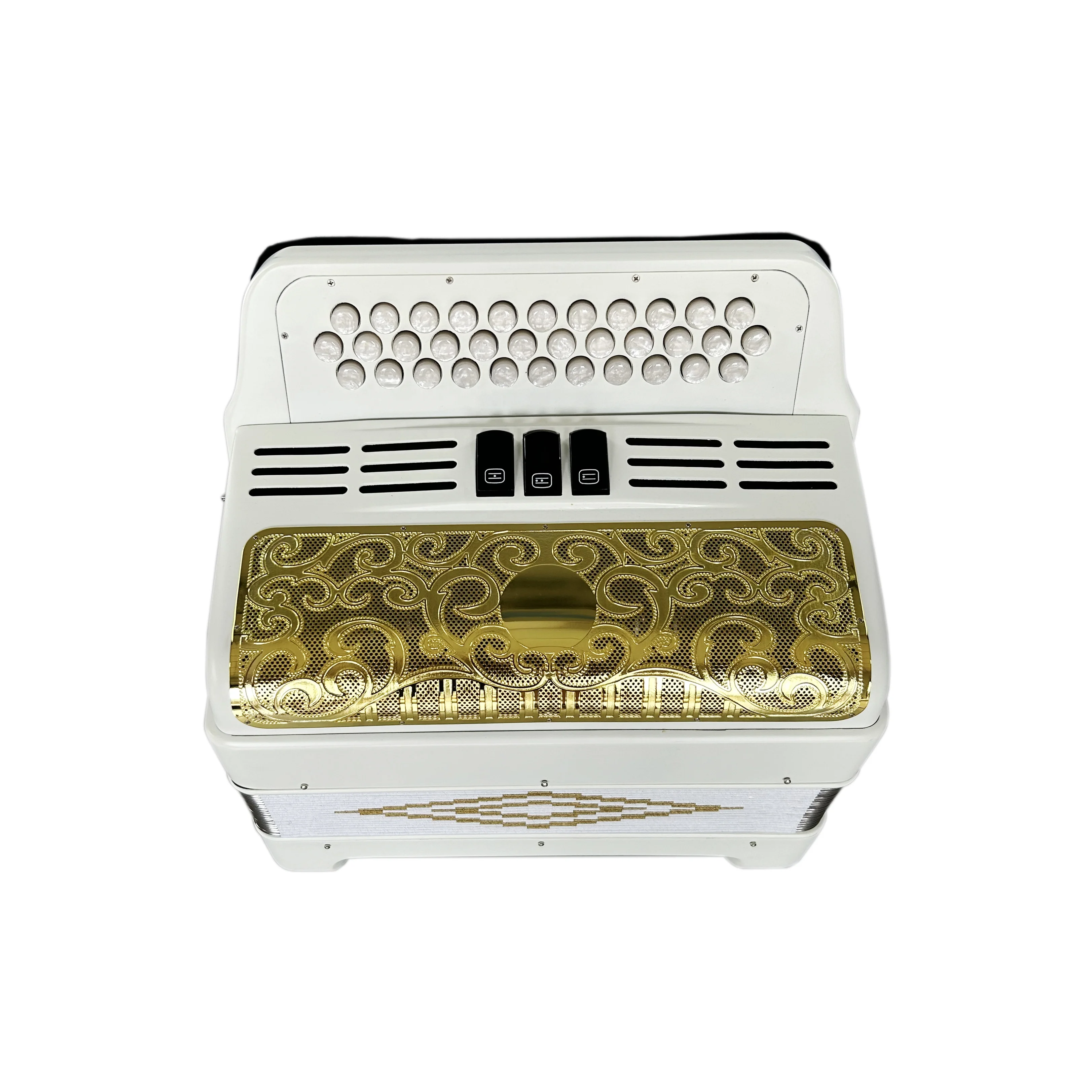 SEASOUND OEM 34 Buttons 12 Bass 3 Registers Matt White Accordion Gold Grill White Buttons Accordion Instrument Acordeon JB3412C