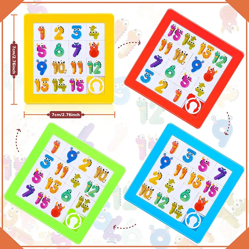 15 Colorful Number Brain Teaser IQ Game Christmas Party Toys Educational Learning  Promotional Toy Plastic Sliding Puzzle