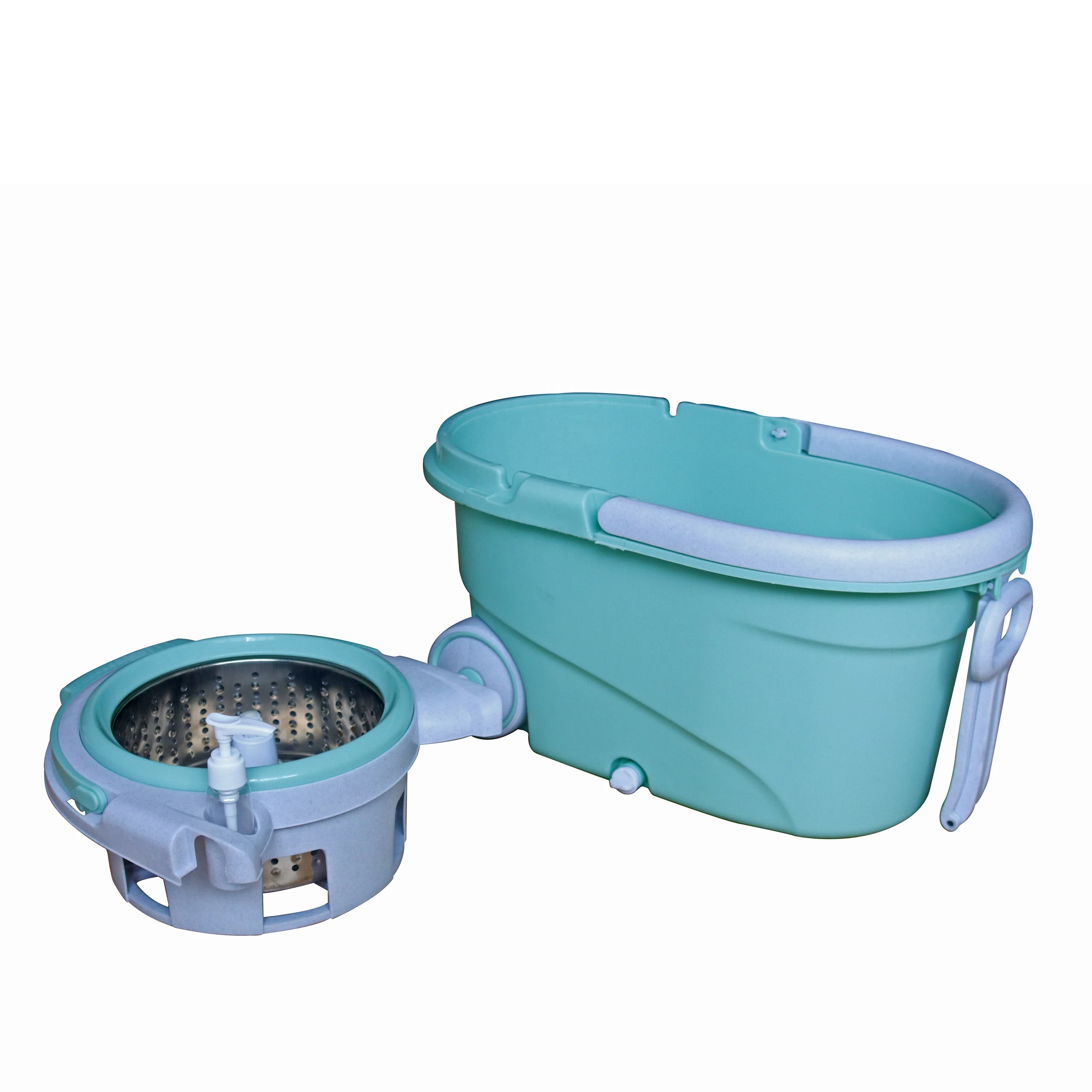 IMAXX High Quality Plastic 360 Spin  Magic Mop Easy Removable Basket Wringer with Steel Handle Magic Head for Floor Cleaning