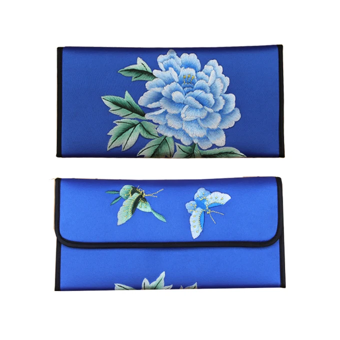 Вышитая продукция Shu синий кошелек Вышитый вручную нематериальное культурное наследие китайское традиционное народное