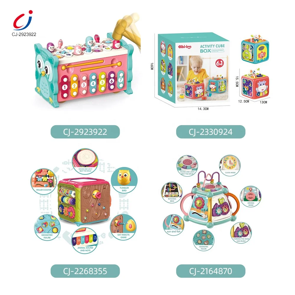 Chengji 2024 new arrivals children educational 6 in 1 magic box whack a mole montessori toys activity cube for toddler