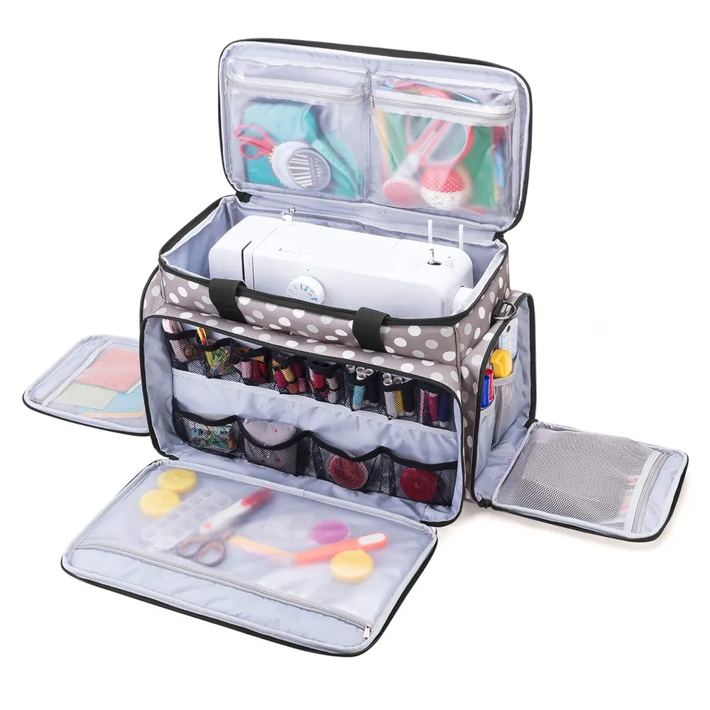 Collapsible Deluxe Sewing Machine Storage Case Rolling Trolley Sewing Machine Tote Carrying Bag