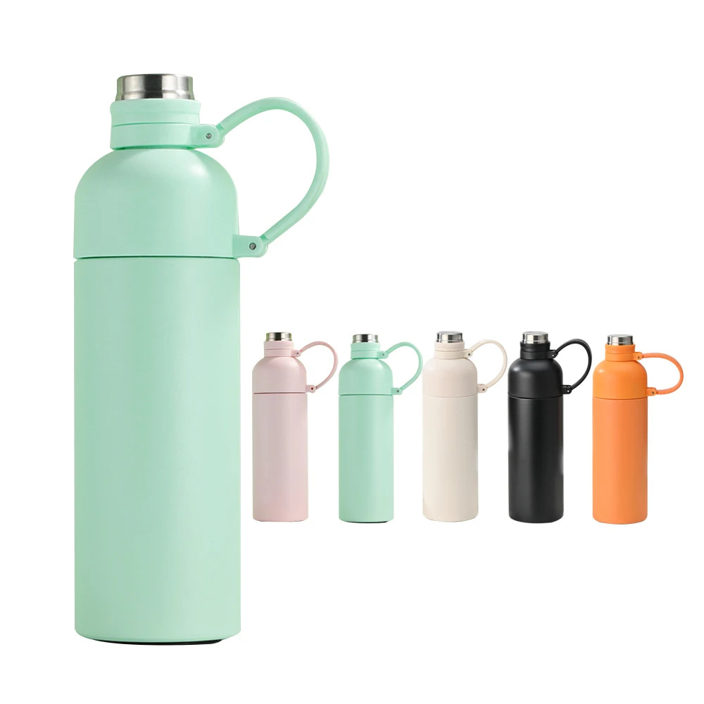 New Design 17oz Outdoor Portable Sports Bottle with Straw Lid Handle Stainless Vacuum Water Tumbler Customized Small Mouth Flask