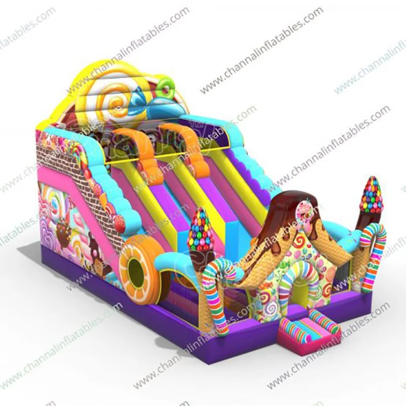 New Style Candy Inflatable Bouncer House with 2 Slide Ice Cream Bounce Castle Sugar Games Customized Inflatable Jumper Bouncy