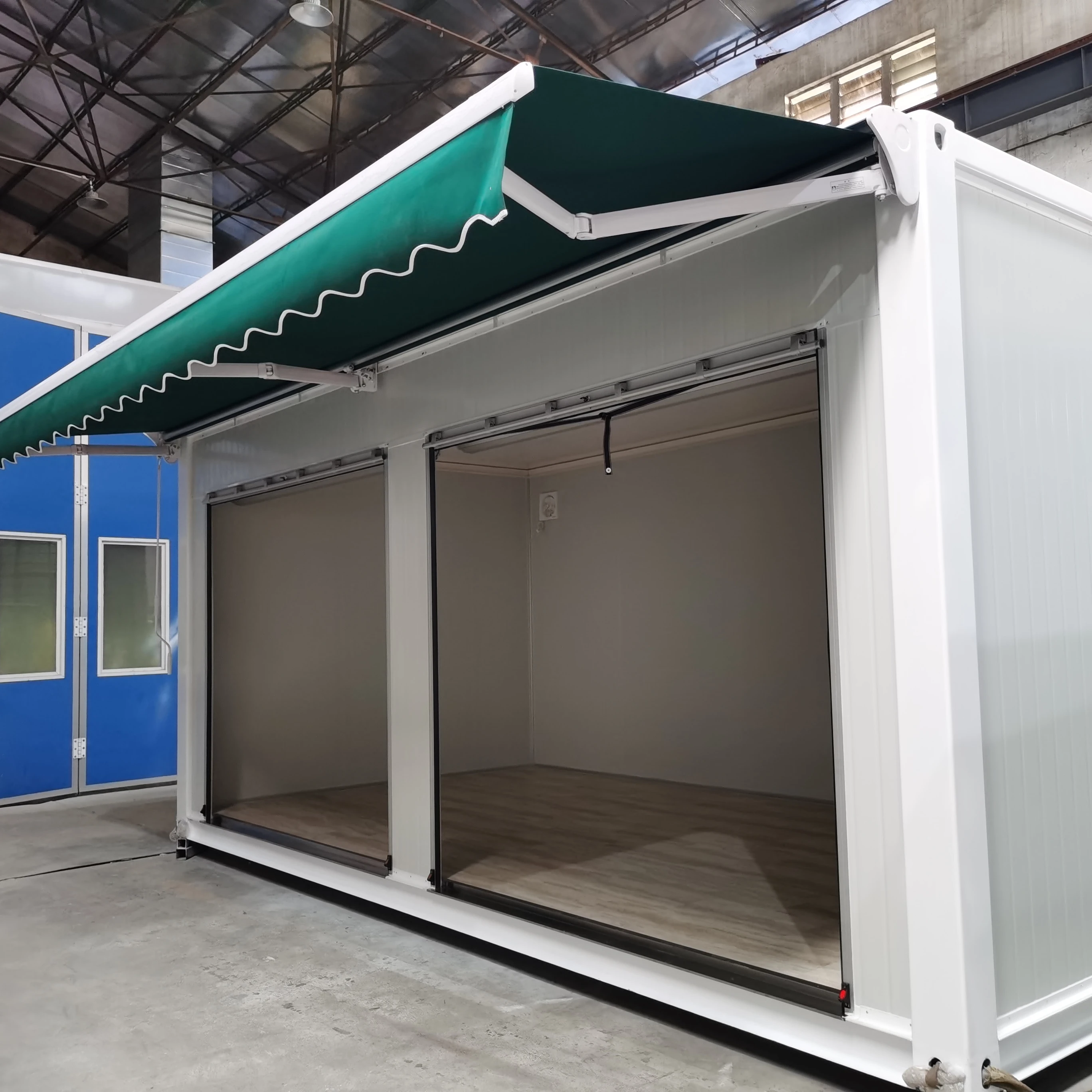 2022 POP UP SHOPS CONTAINER FOOD STOP PORTABLE COFFEE BAR CAFE SHOP WITH RETRACTABLE SUNSHADE AWNING