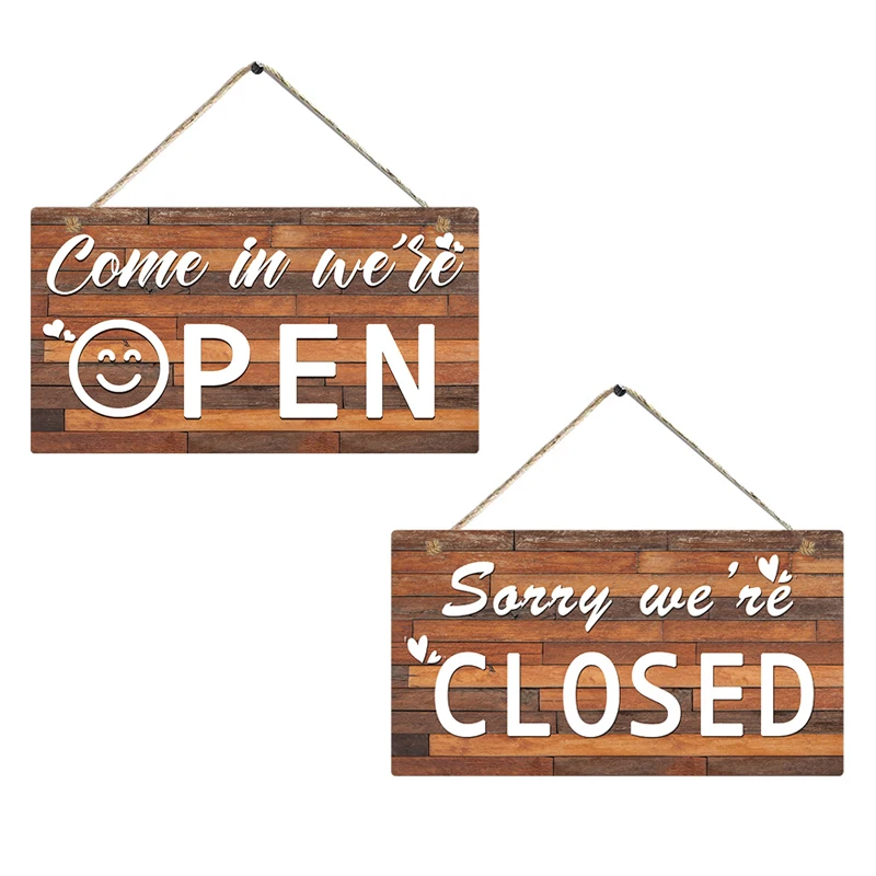Custom Rustic Hanging Wooden Open Close Door Sign for Coffee Shop Bar Store Business Door Decor Home Wall Art Crafts
