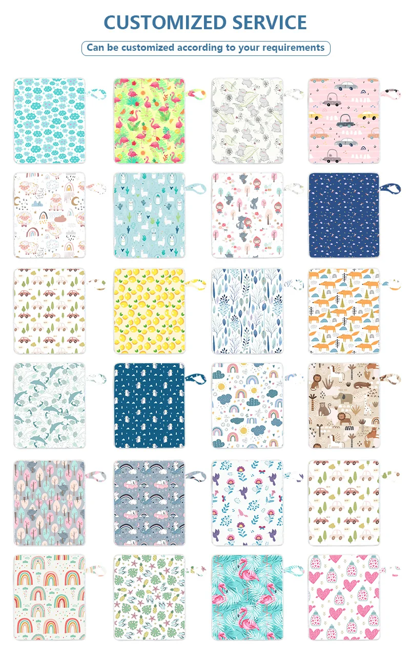 baby changing mat front and back different customized print color washable waterproof portable baby changing pad