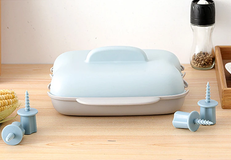 Microwave Sweet Corn Cooker,Corn Steamer With Vented Lid,2 Rooms Corn And Potato Steaming Tool With Fixing Screws