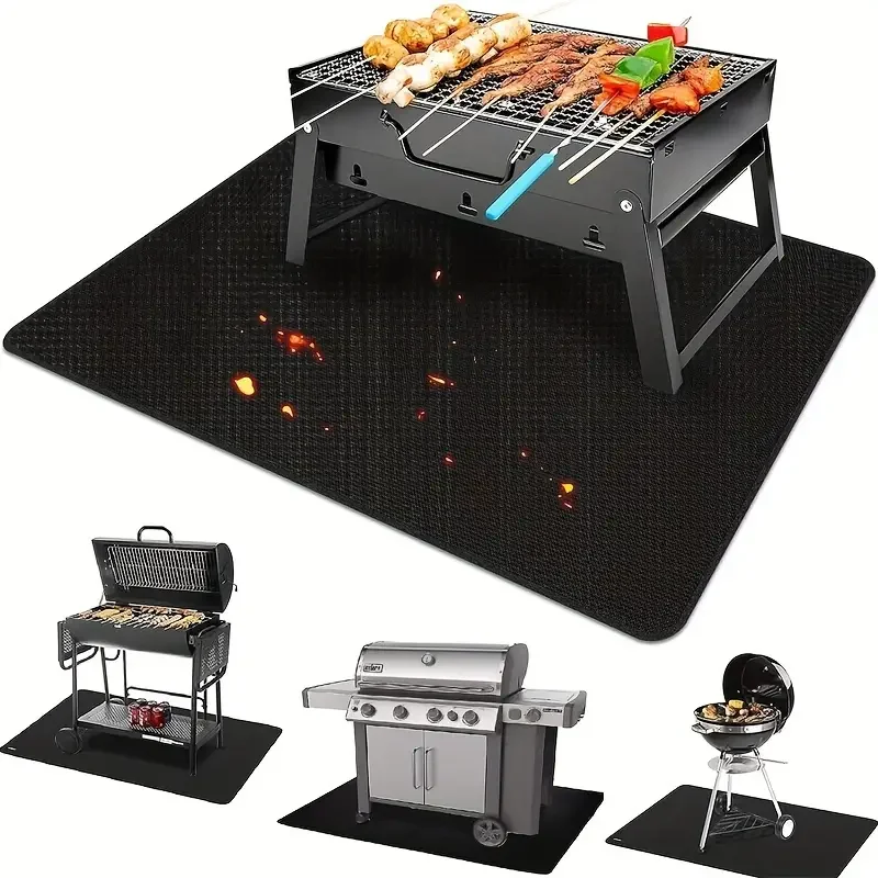 Customize FiberGlass Silicone Coating Fireproof Fire Pit Premium Deck and Patio Floor Cooking BBQ Under Grill Rubber Mat
