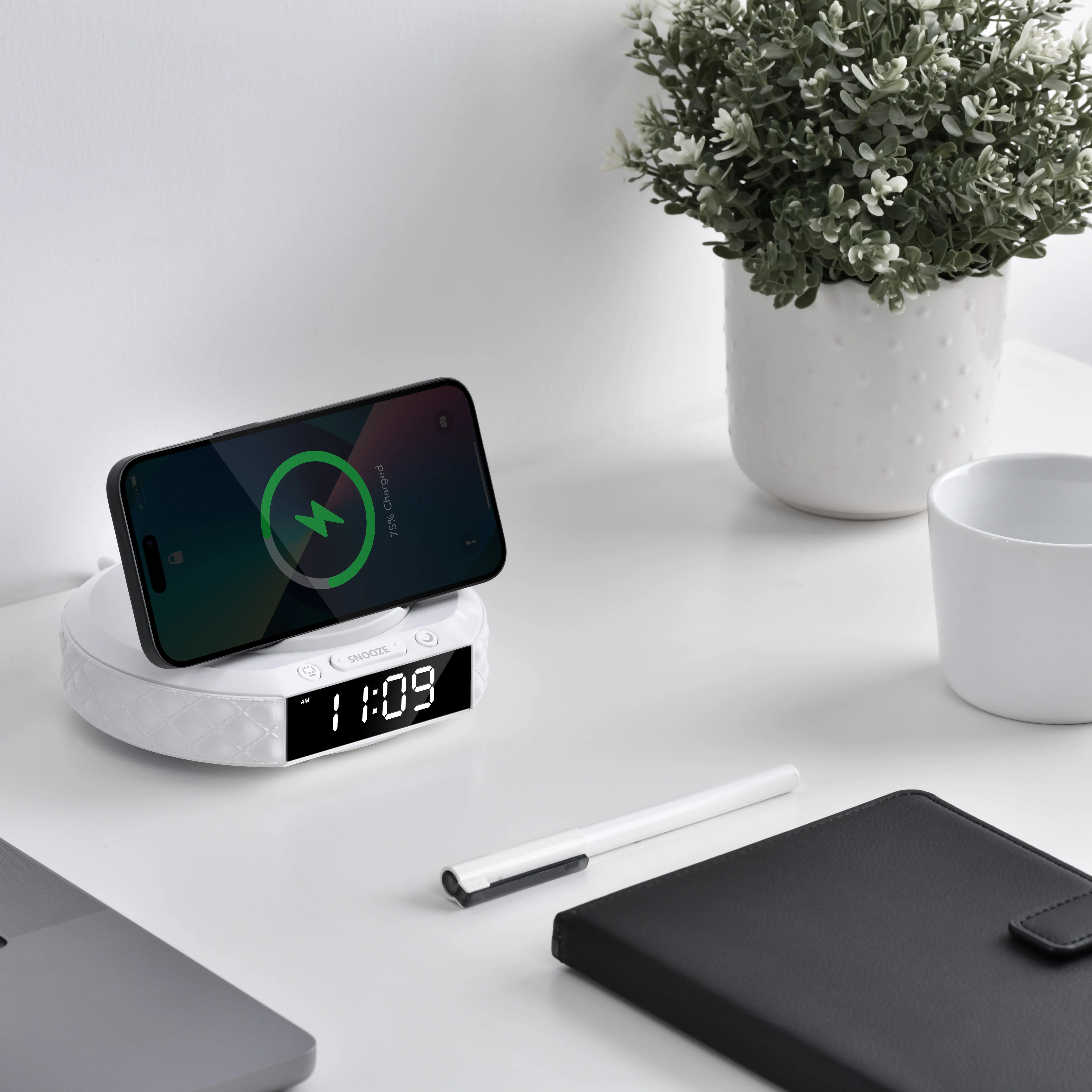 Three-in-One Wireless Charging Portable Night Light with Imitation Leather Texture Smart Home  Product