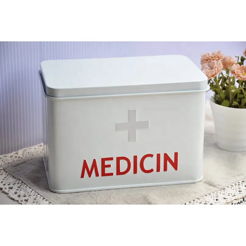 First Aid Dedicated Medical Storage Box With Double Layer & 2 Compartments Metal First Aid Kit
