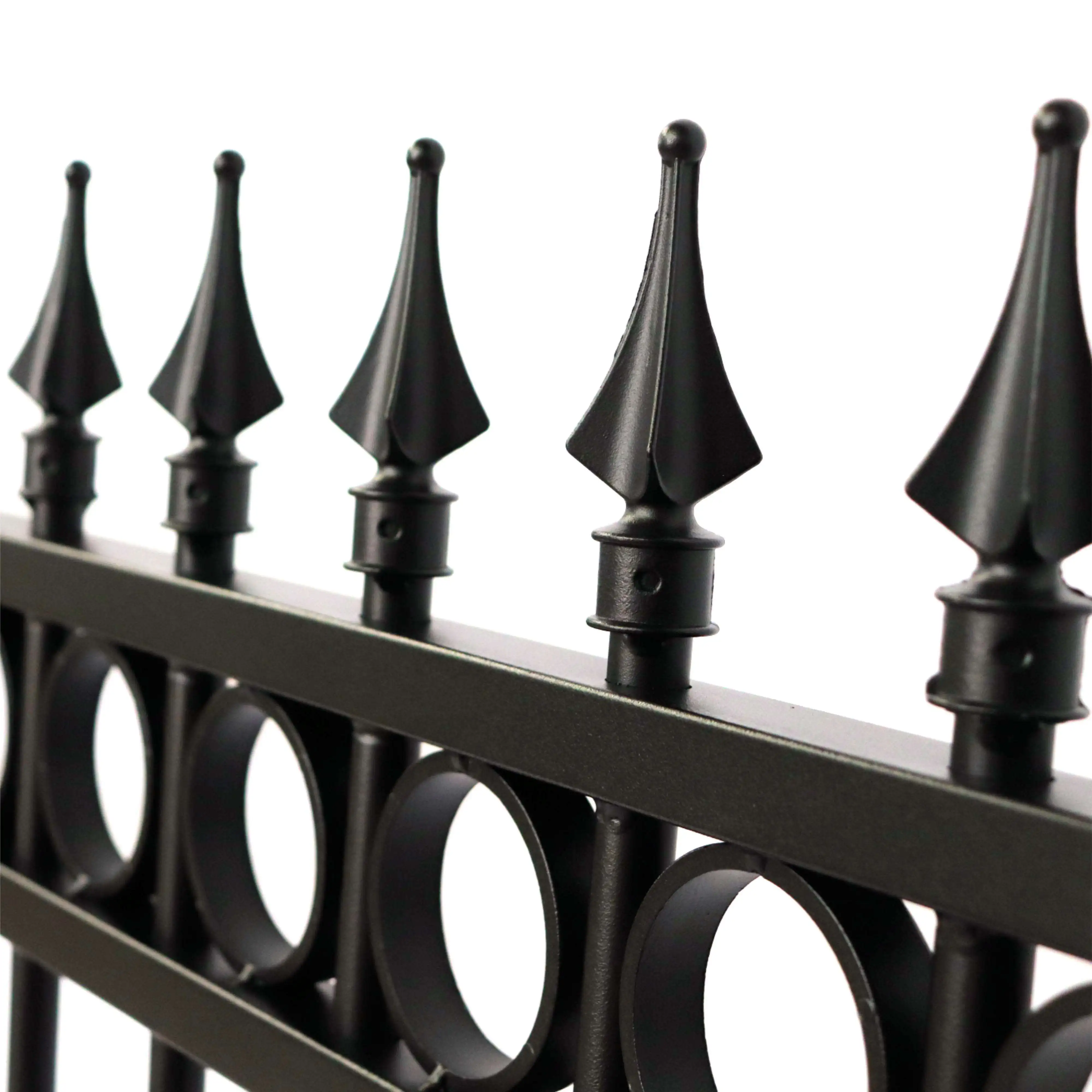 Popular Decorative Wrought Iron Flat Top Fence Low Maintenance Powder-Coated Steel Metal Fence Protection Elegant Design Privacy