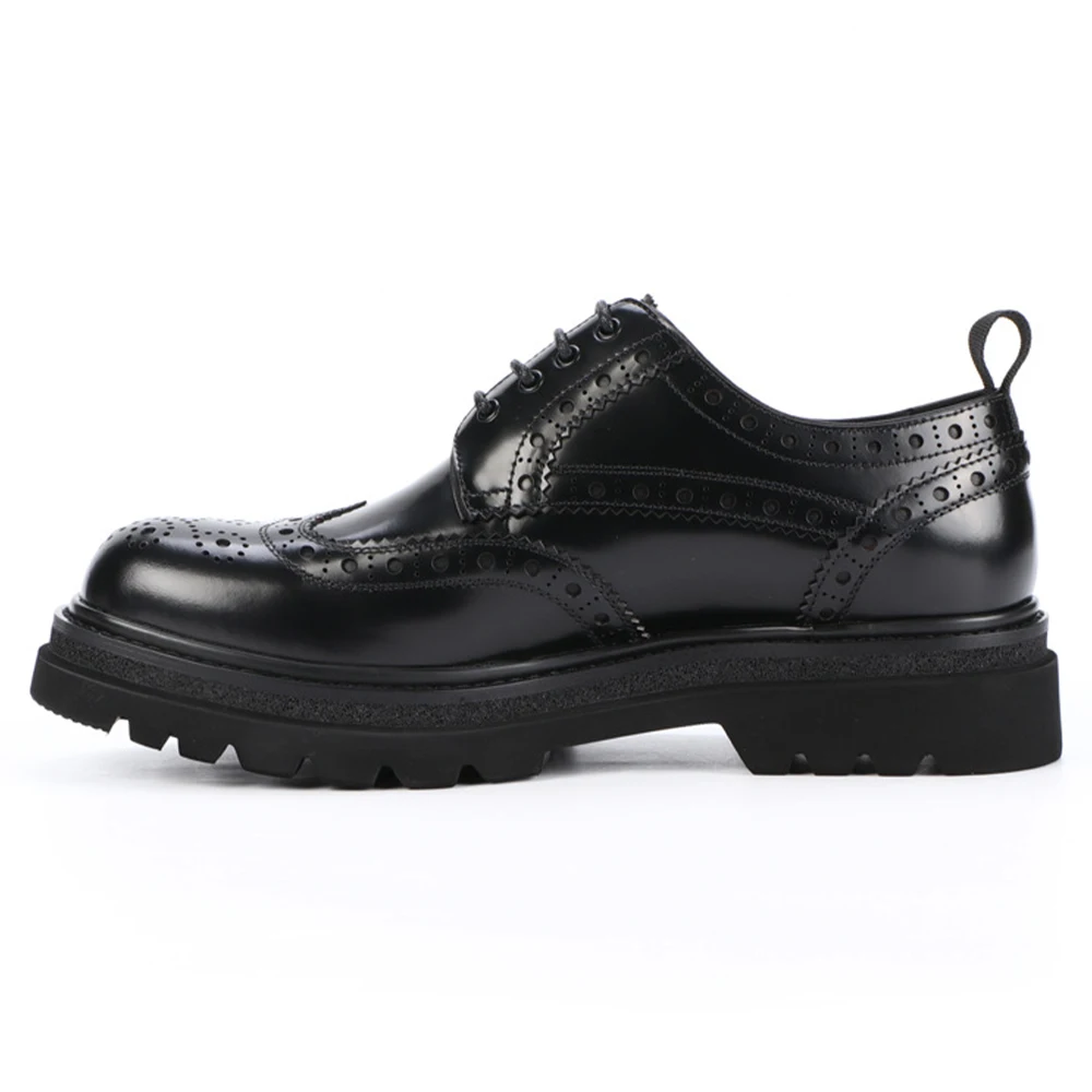 New Style Top Layer Cow Leather Lace-up Formal Shoes Breathable Mens Business Office Cowhide Black Derby Shoes